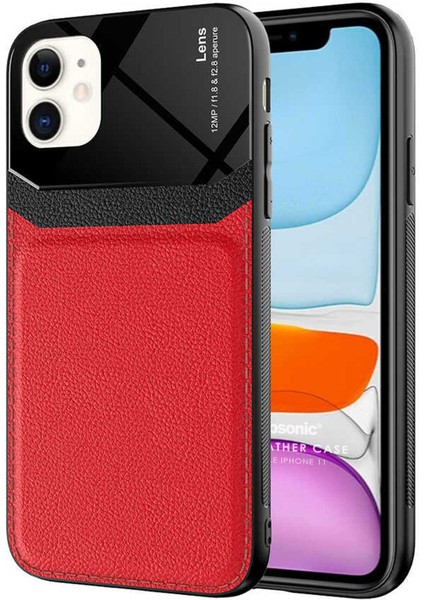 Apple iPhone 11 Kılıf Uniq Leather Kırmızı