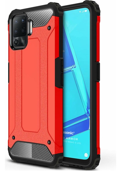 Oppo Reno 5 Lite Kılıf Rugged Armor Kırmızı