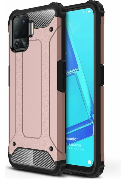 Oppo Reno 5 Lite Kılıf Rugged Armor Rose Gold