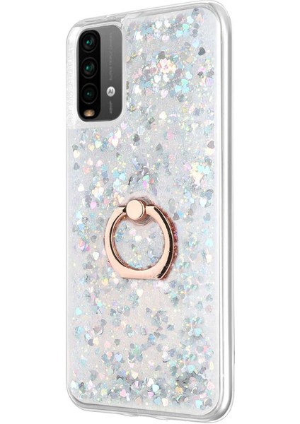 Xiaomi Redmi Note 9 4g Kılıf Glitter Liquid Holder Gümüş fiyatları