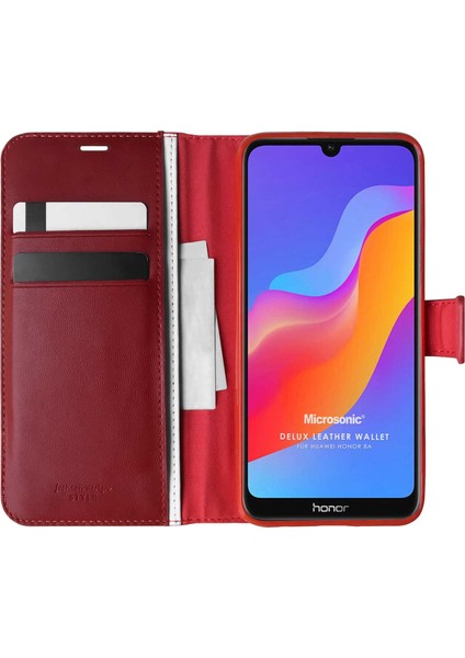 Huawei Y6 2019 Kılıf Delux Leather Wallet Kırmızı