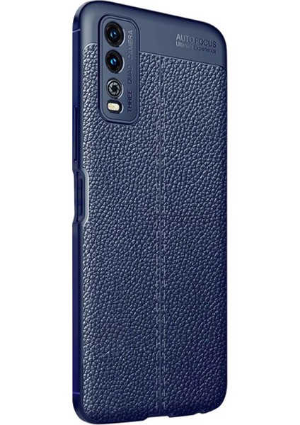 Vivo Y11S Kılıf Deri Dokulu Silikon Lacivert fiyatları