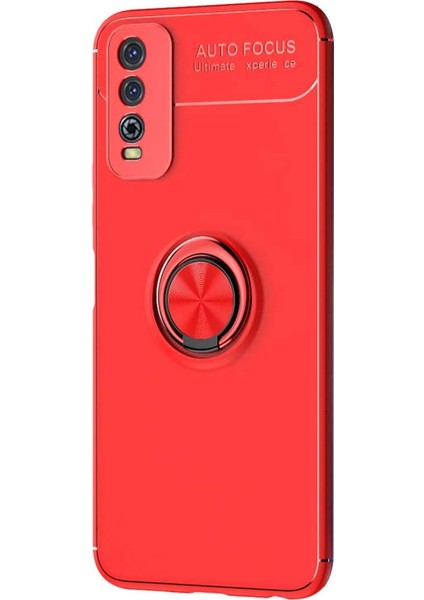 Vivo Y11S Kılıf Kickstand Ring Holder Kırmızı fiyatları