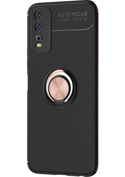 Vivo Y11S Kılıf Kickstand Ring Holder Siyah Rose fiyatları