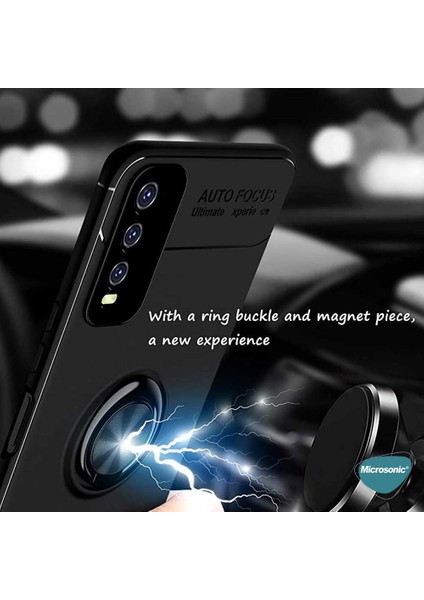 Vivo Y11S Kılıf Kickstand Ring Holder Siyah Rose modelleri