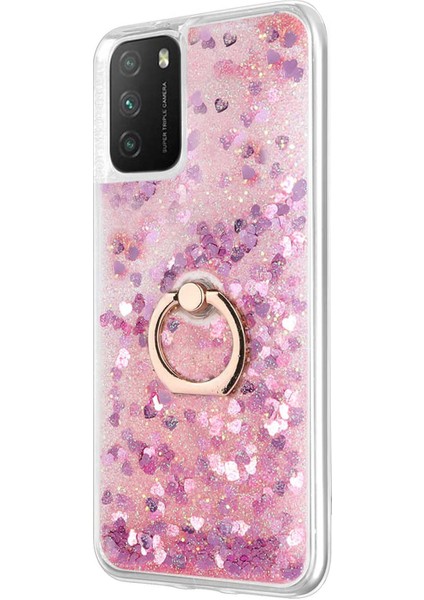 Xiaomi Poco M3 Kılıf Glitter Liquid Holder Pembe