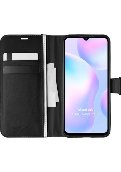 Xiaomi Redmi 9A Kılıf Delux Leather Wallet Siyah