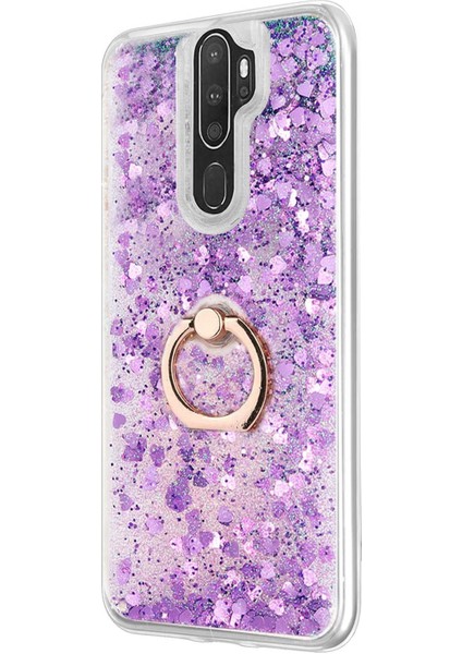 Oppo A9 2020 Kılıf Glitter Liquid Holder Mor