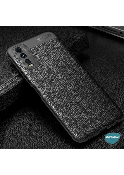 Vivo Y11S Kılıf Deri Dokulu Silikon Siyah modelleri