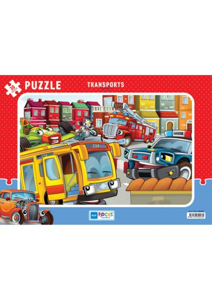 Blue Focus Frame Puzzle Taşıtlar 30 Parça