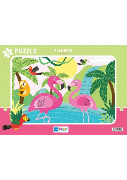 Blue Focus Frame Puzzle Flamingo 30 Parça