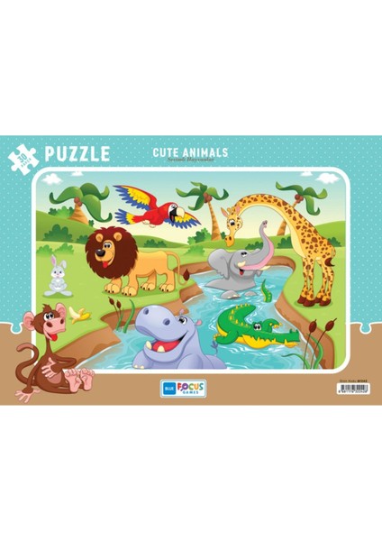 Blue Focus Frame Puzzle Sevimli Hayvanlar 30 Parça