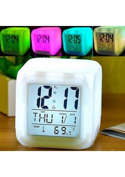 7 Renk Değiştiren Çocuk Odası Alarmlı Dijital Küp Çalar Saat fiyatları