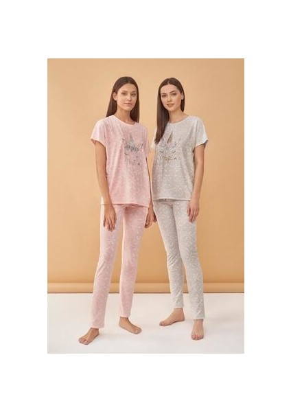 4010 Bayan Kısa Kollu Pijama Takımı