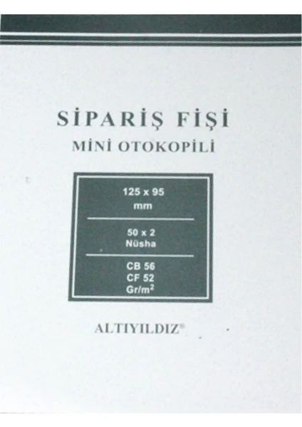 Mini Otokopili Sipariş Fişi 1 Asıl 1 Kopya