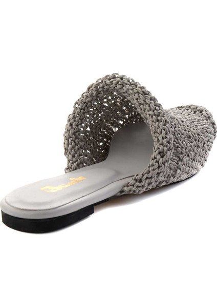Gri Örgü Kadın Terlik K04946202016 modelleri