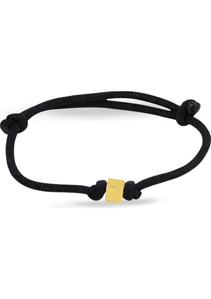 Altın Siyah Ipli Spor Unisex Küp Bileklik (BLK0268)