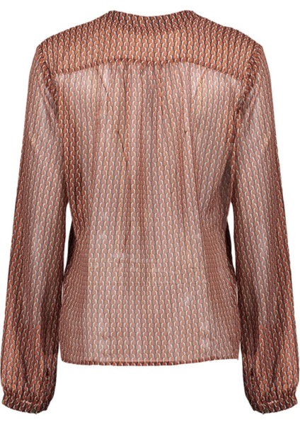 Metal Düğme Aksesuarlı Kiremit Tonlar Transparan Lureksli Gömlek Bluz fırsatları