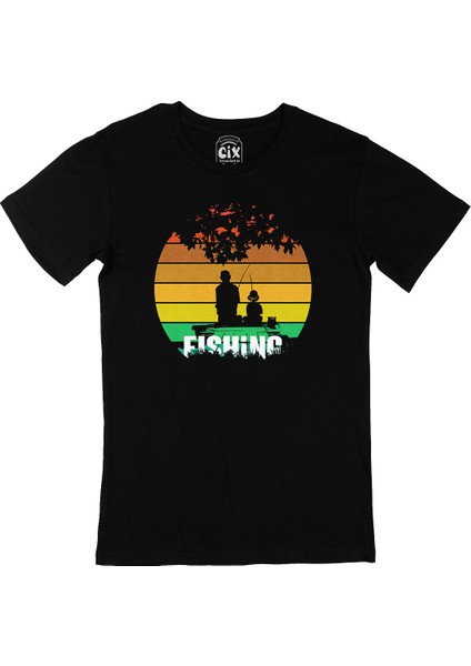 Baba Oğul Balıkçılık Siyah T-Shirt