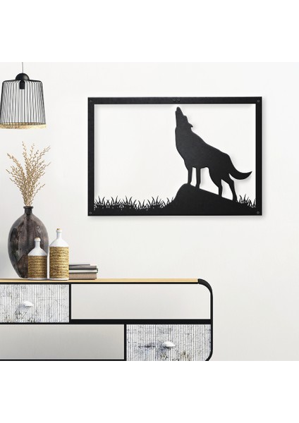 Twins Decorative Gifts Wolf Lazer Kesim Metal Duvar Dekoru