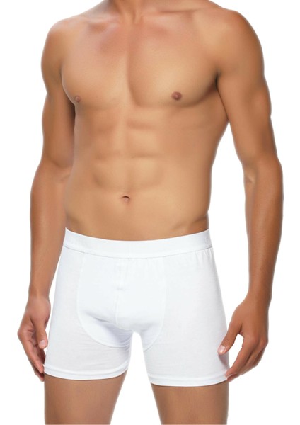 Beyaz Renk Likralı Boxer