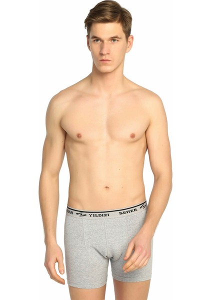 6 Adet Gri Renk Likralı Boxer