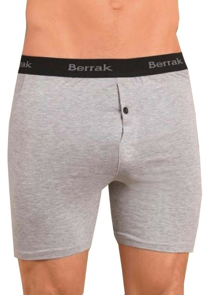 Gri Renk Düğmeli Likralı Boxer