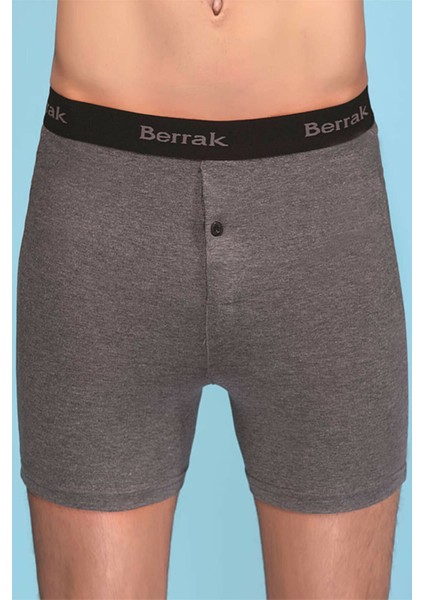 Füme Renk Düğmeli Likralı Boxer