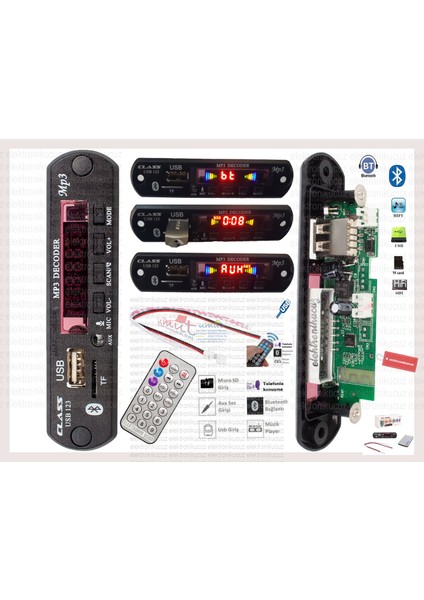USB123 USB Li Bluetoothlu Oto Teyp Usb/sd Çevirici Aux Kumandalı 12 Volt Mikrofonlu ve Tlf Görüşmeli