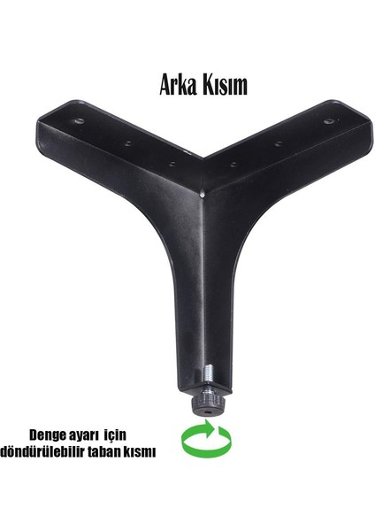 Dekor Mobilya Masa Puf Sehpa Ayağı Ayarlı Siyah Metal 12,5 cm 4'lü