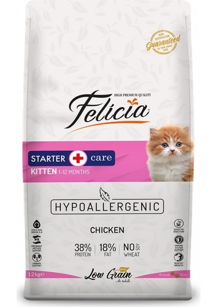 Hypoallergenic Az Tahıllı Tavuklu Yavru Kedi Maması 12 kg