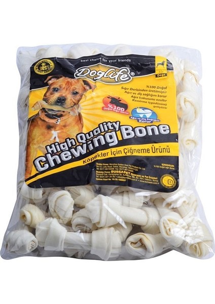 201180-DOGLIFE Beyaz Düğümlü Köpek Ödül Kemik 30 gr 40 Adet