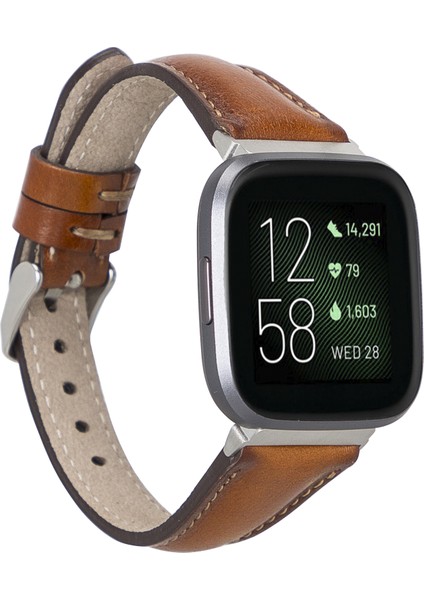 Fitbit Versa 2-3 Uyumlu Deri Kordon Ince RST2EF Taba
