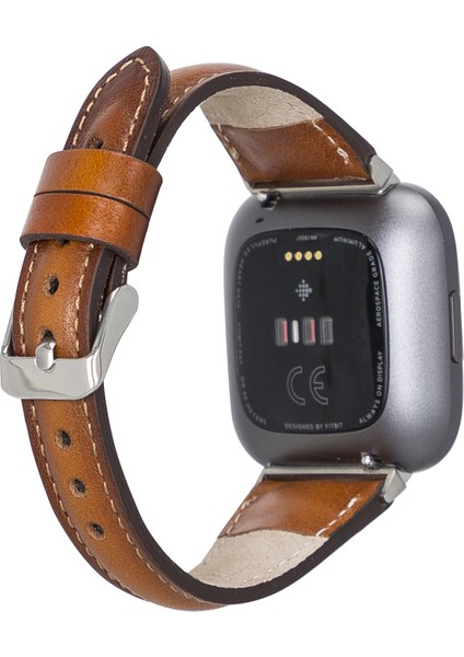 Fitbit Versa 2-3 Uyumlu Deri Kordon Ince RST2EF Taba