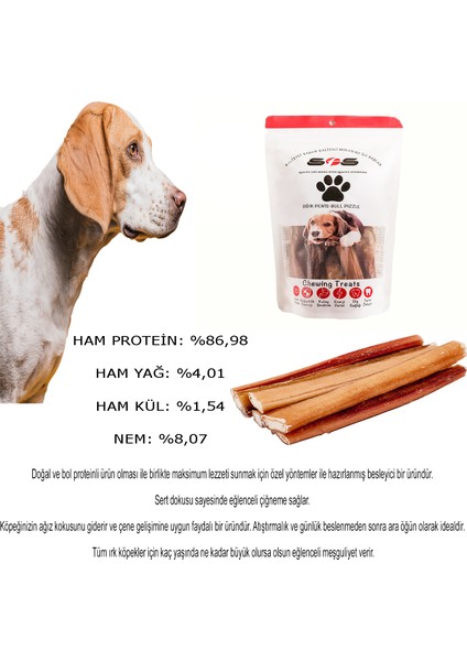 Köpek Ödülü Sığır Penisi - %100 Doğal Çiğneme Ürünü