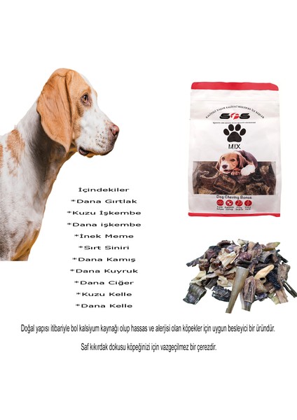 Doğal Kurutulmuş Köpek Ödülü Mix Paket 250 g