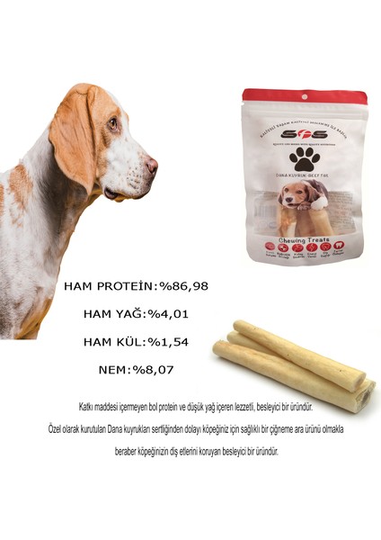 Doğal Kurutulmuş Köpek Ödülü Dana Kuyruk 100 g