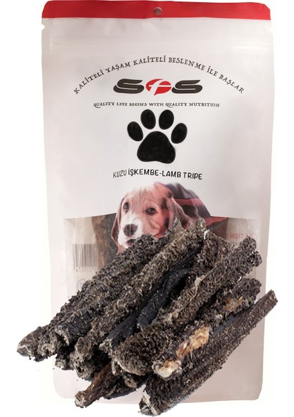Doğal Kurutulmuş Köpek Ödülü Kuzu İşkembe 100 g