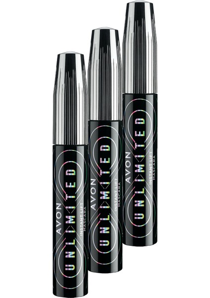 Unlimited Kirpiklere Kalkık Görünüm Veren Maskara 10 Ml. Blackest Black Üçlü Set