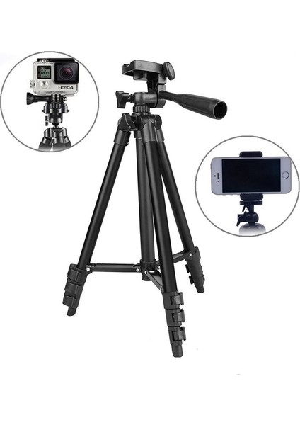 3120A Ayarlanabilir Ayaklı Tripod Profesyonel Kamera ve Telefon Tutacağı