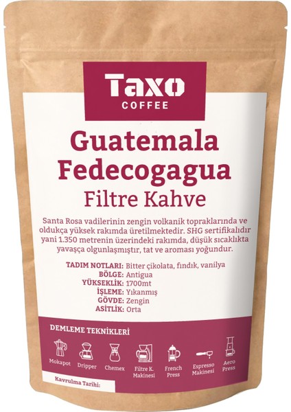 Taxo Coffee Guetemala Fedecogagua Filtre Kahve 200 gr Aeropress