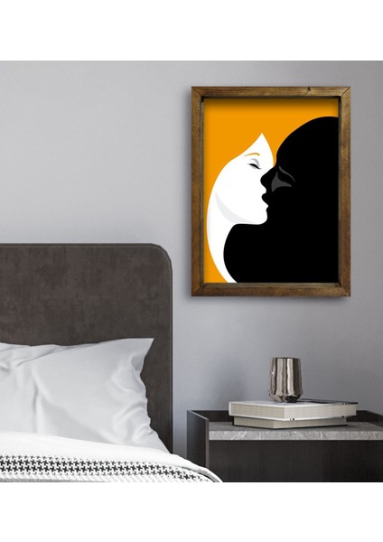 Gift Yatak Odası Konseptli Doğal Masif Ahşap Çerçeveli Tablo 45X65CM-23