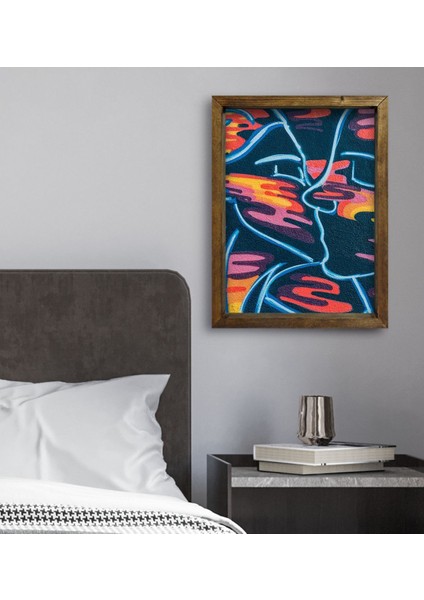 Gift Yatak Odası Konseptli Doğal Masif Ahşap Çerçeveli Tablo 45X65CM-92