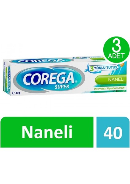 Super Protez Yapıştırıcı Naneli Krem 40GR 3lü