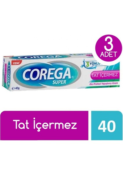 Diş Protezi Yapıştırıcı Krem Tat Içermez 40 gr 3lü