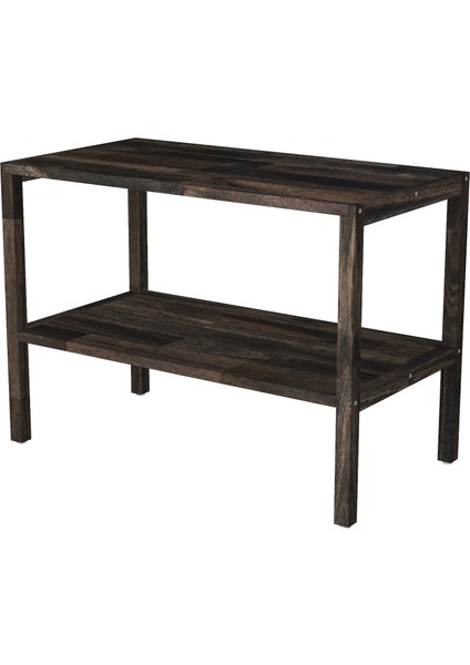 Interbuild Masif Akasya Ağaç,holger 2 Katlı Çok Amaçlı RAF,699X375X500 Mm, Espresso Renk