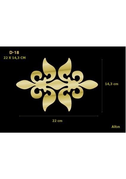 Aynalı Pleksi Mobilya Süsü D-18 Seçenekli Altın - 22 x 14,3 cm