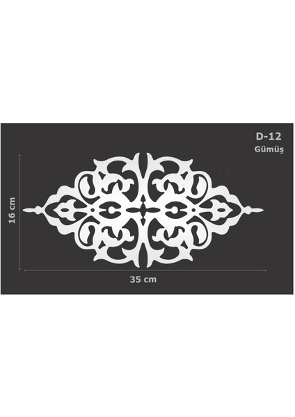 Aynalı Pleksi Mobilya Süsü D-12 Seçenekli Gümüş - 35 x 16 cm