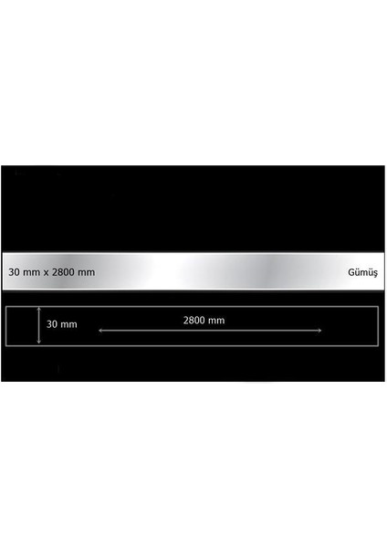Aynalı Pleksi Mobilya Süsü Şerit 2800 mm Gümüş - 30 mm x 2800 mm