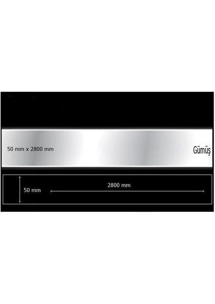 Aynalı Pleksi Mobilya Süsü Şerit 2800 mm Gümüş - 50 mm x 2800 mm